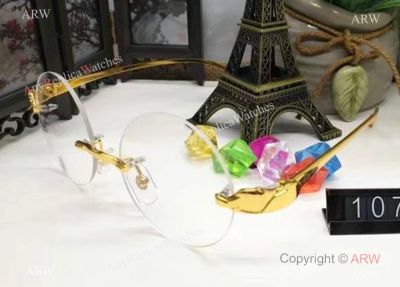 New Style Replica Cartier Glasses /Transparent Lenses Gold Frame
